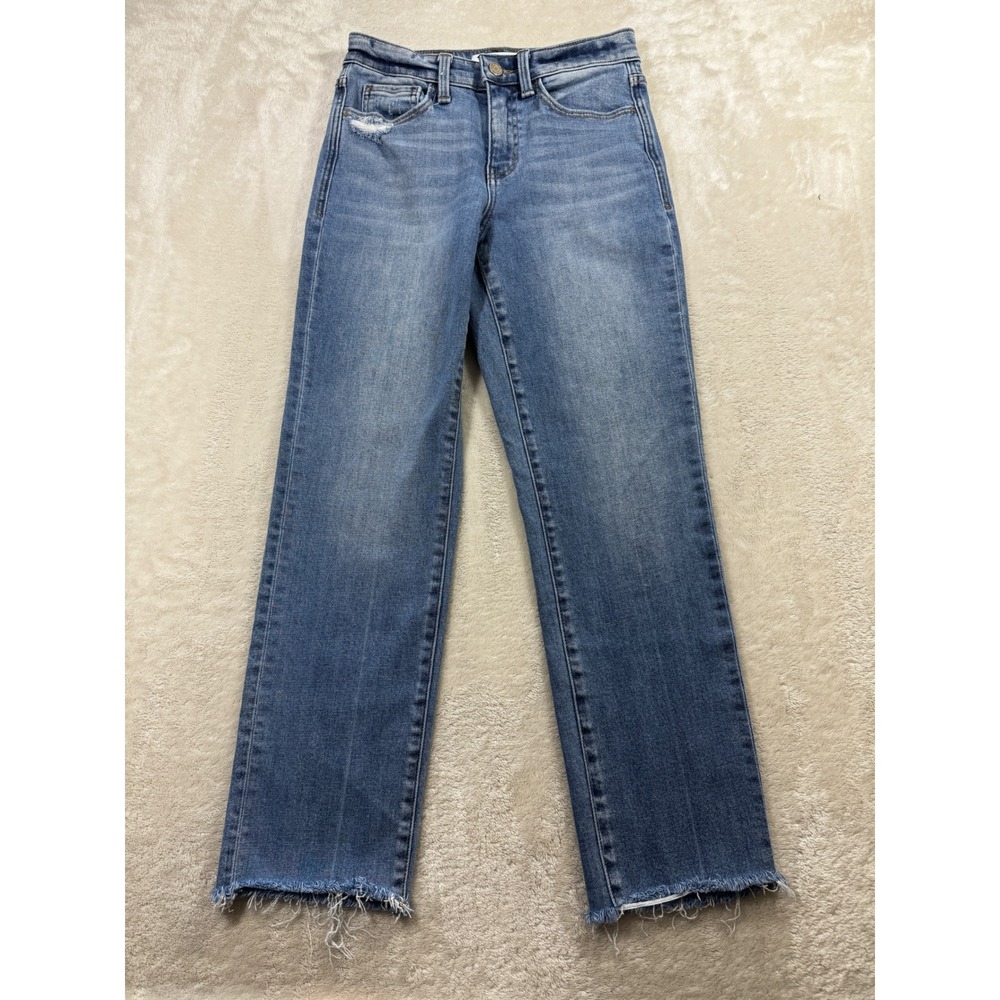 Vervet Womens Straight Distressed Raw Hem Blue Jeans 24 Meas: 25x26